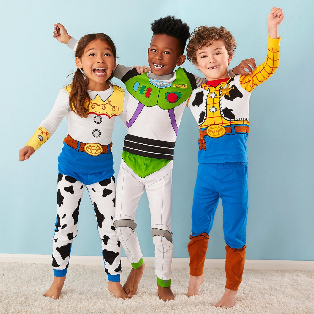 Crianças Primavera Toy Story Pijamas Menino Dos Desenhos Animados Buzz Lightyear/Woody Cosplay Clothes 2 Peça 2-7 Anos