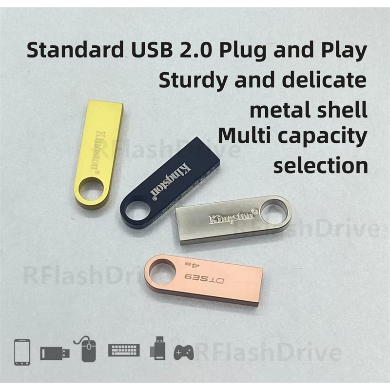 Kingston Metal USB Mini Pen Drive Plug and Play Flash 2.0 1GB 2GB 4GB 8GB 16GB 32GB 64GB 128GB Portátil À Prova D'água
