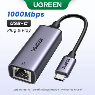 Adaptador USB-C Ethernet UGREEN USB3.1 1000Mbps A RJ45 Placa De Rede Com Fio Para PC Macbook Switch phone
