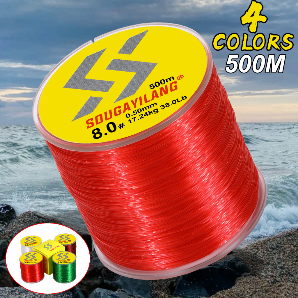 Linha De Pesca Monofilamento Sougayilang 500M Material 4 Cor 0.14mm-0.50mm Max Drag 7-38lb em Oferta na Shopee