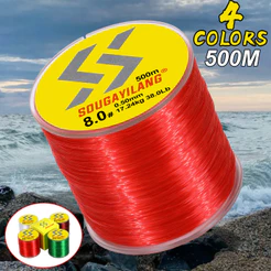 Linha De Pesca Monofilamento Sougayilang 500M Material 4 Cor 0.14mm-0.50mm Max Drag 7-38lb