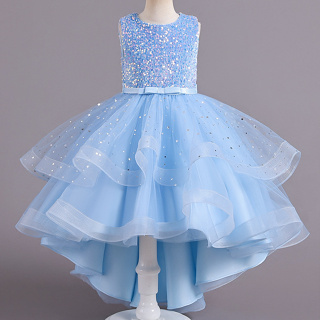Meninas Princesas Lantejoulas Baby Solid Wedding Party Trailing Dress Crianças Juvenis Elegante Tank Top Performance Por 3-14 Anos em Oferta na Shopee