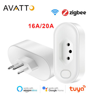 AVATTO Tuya WiFi/zigbee Smart Plug 16A/20A Brasil Padrão APP Life Voz Inteligente Remota Funciona Para Google Home , Alexa Echo