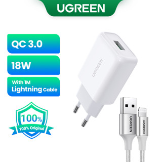 { Free1m Bradied Kable } UGREEN USB Carregamento Rápido Carregador QC 3.0 Adaptador De Parede De Viagem