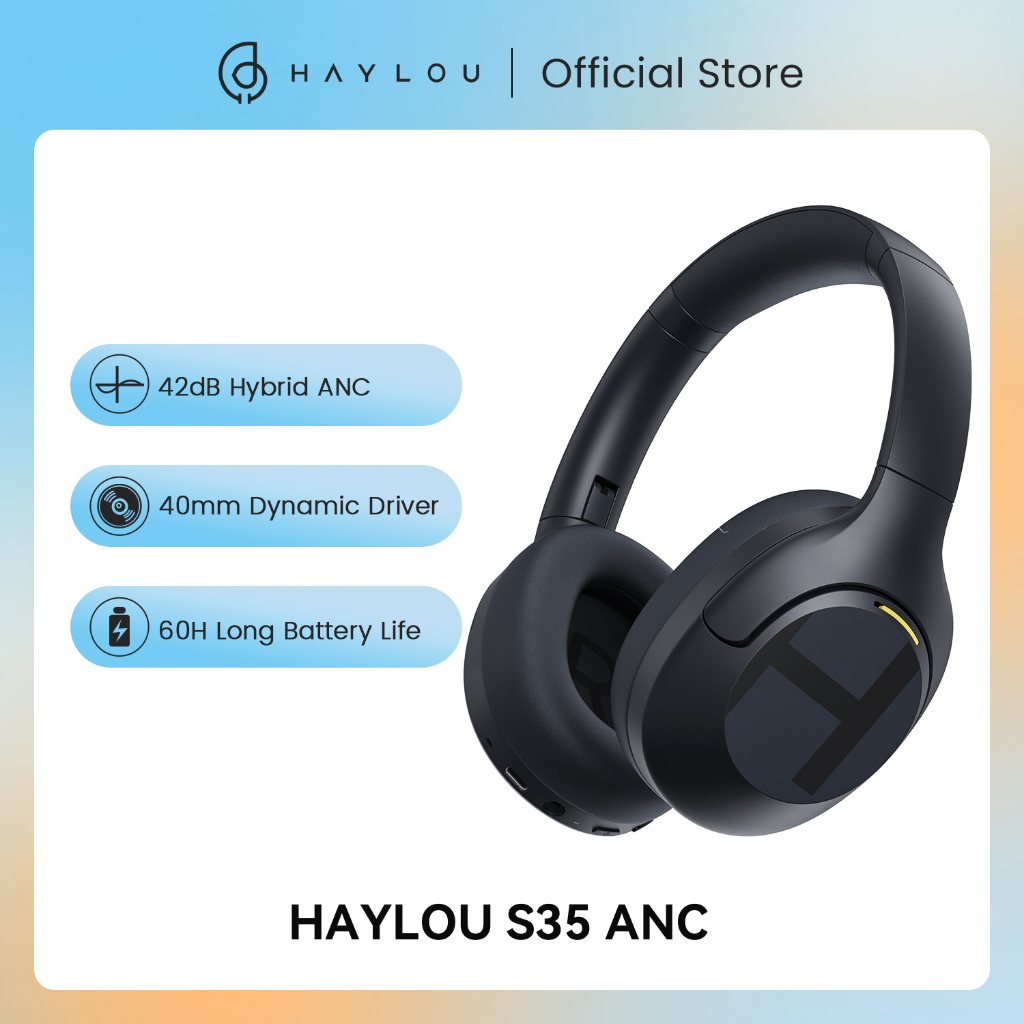 HAYLOU S35 ANC Fones De Ouvido Sem Fio Bluetooth 5.2 42dB Com Cancelamento De Ruído De 40mm Driver 60H Tempo De Reprodução