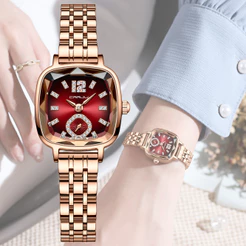 Novo CRRJU Relógio Original Ladies Watch Top Luxo De Alta Qualidade Aço Inoxidável Quadrado Design Único Discagem Moda Casual Negócios Quartzo Analógico À Prova D'água 5014 X