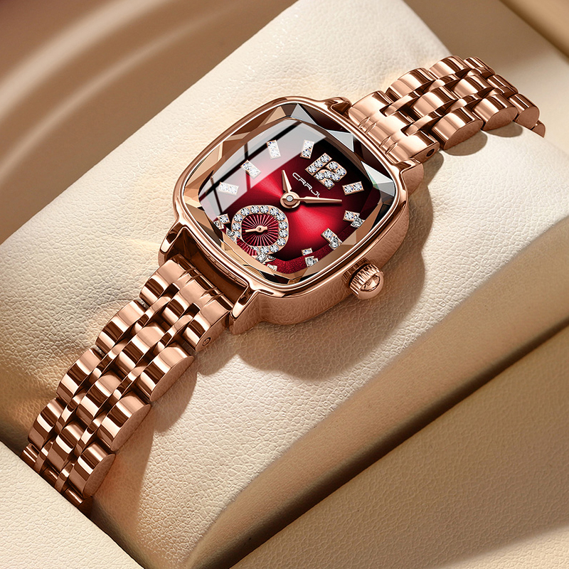 Novo CRRJU Relógio Original Ladies Watch Top Luxo De Alta Qualidade Aço Inoxidável Quadrado Design Único Discagem Moda Casual Negócios Quartzo Analógico À Prova D'água 5014 X · foto 2