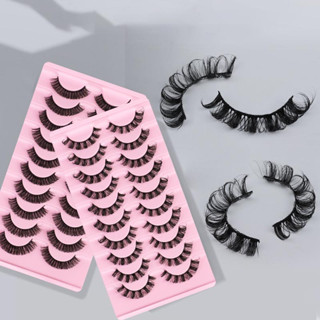 10 Pares Falsos Cílios Russos 3D/DD Curl 10-23mm/Super Volume/Reutilizável/Fofo/Natural