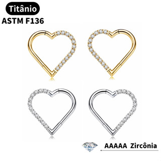 Piercing Coração Titânio Para Daith Hélix e Cartilagem 8-10mm Hipoalergênico