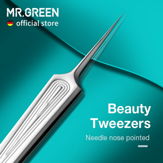 Pinça De Pêlos MR.GREEN Ponta De Agulha Para Remoção De Sobrancelhas Extrator De Clipes De Acne Blackhead em Oferta na Shopee