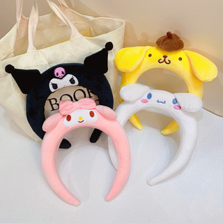 【 Magpie 】 cute Argola De Pêlos De Desenho Animado Sanrio Melody Canela Cão Lavando O Rosto Menina Pelúcia Com Aba Larga Faixa De Cabeça Gira