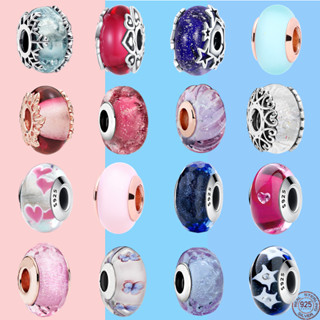 Cor Murano Vidro Contas De Pingente Ondulado Adequado Para Pulseira De Marca Senhoras 925 Sterling Silver Jewelry