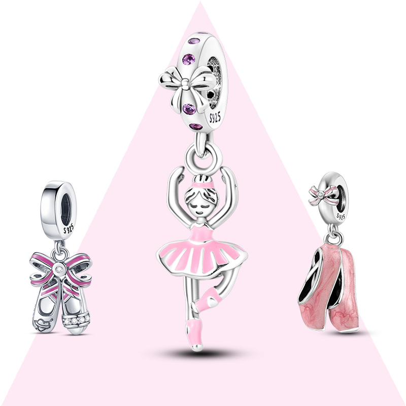 925 Encantos De Prata Encaixam Pulseira Original De Presente Ballet Girl Dance Shoes Beaded DIY Beads em Oferta na Shopee