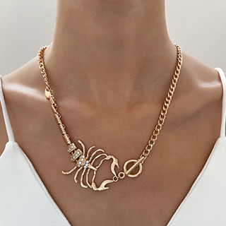 Vintage hip hop punk Estilo Exagerado Acessórios Femininos Com Forma De animal Artesanal De rhinestone Colar De Liga Tridimensional Em Escorpião Para Presentes De Aniversário De Festa