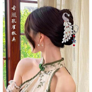Clip De Cabelo Coreano Luxo Pearl Peacock Acessórios Mulheres