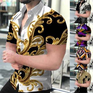 🔥Quente🔥 Camisa De Botão Para Baixo Moda Fitness Manga Curta Casual Havaiano Camiseta