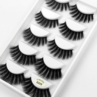 5 pares de cílios postiços 3D cílios naturais artificiais maquiagem dramática para os olhos cílios macios G800