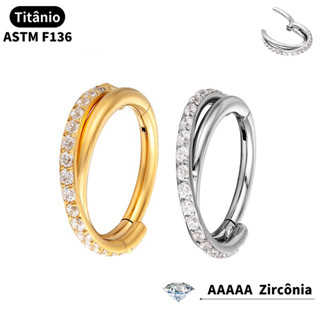 Piercing Argola Titânio Segmento Articulado Transpassada Zircônia / Septril Rook Conch Nariz Cartilagem Helix