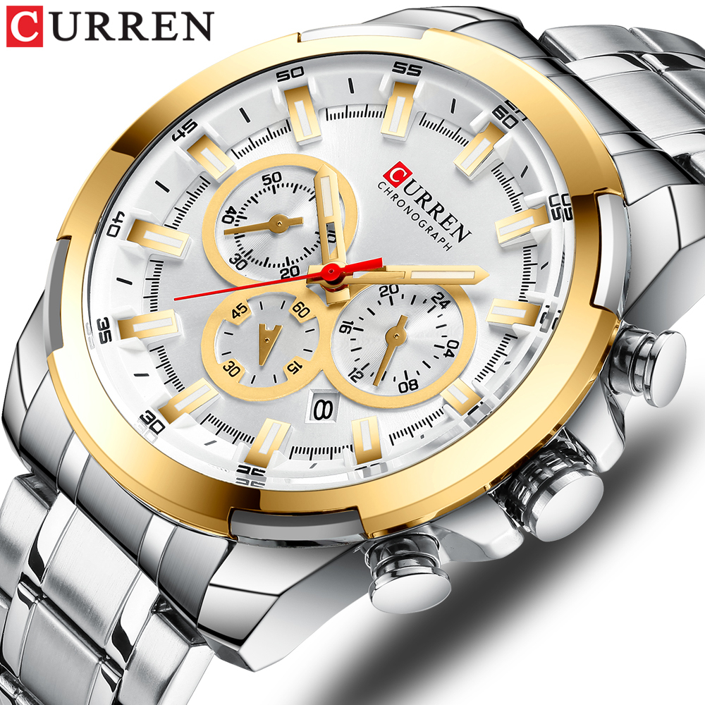 CURREN Relógio Masculino Esportivo De Quartzo De Aço Inoxidável Multifuncional Casual À Prova D'água CR61SX - Watches