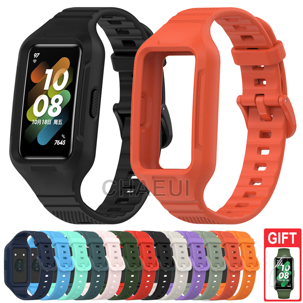 Pulseira De Silicone Com Capa Completa Para Huawei Band 10 9 8 7 6