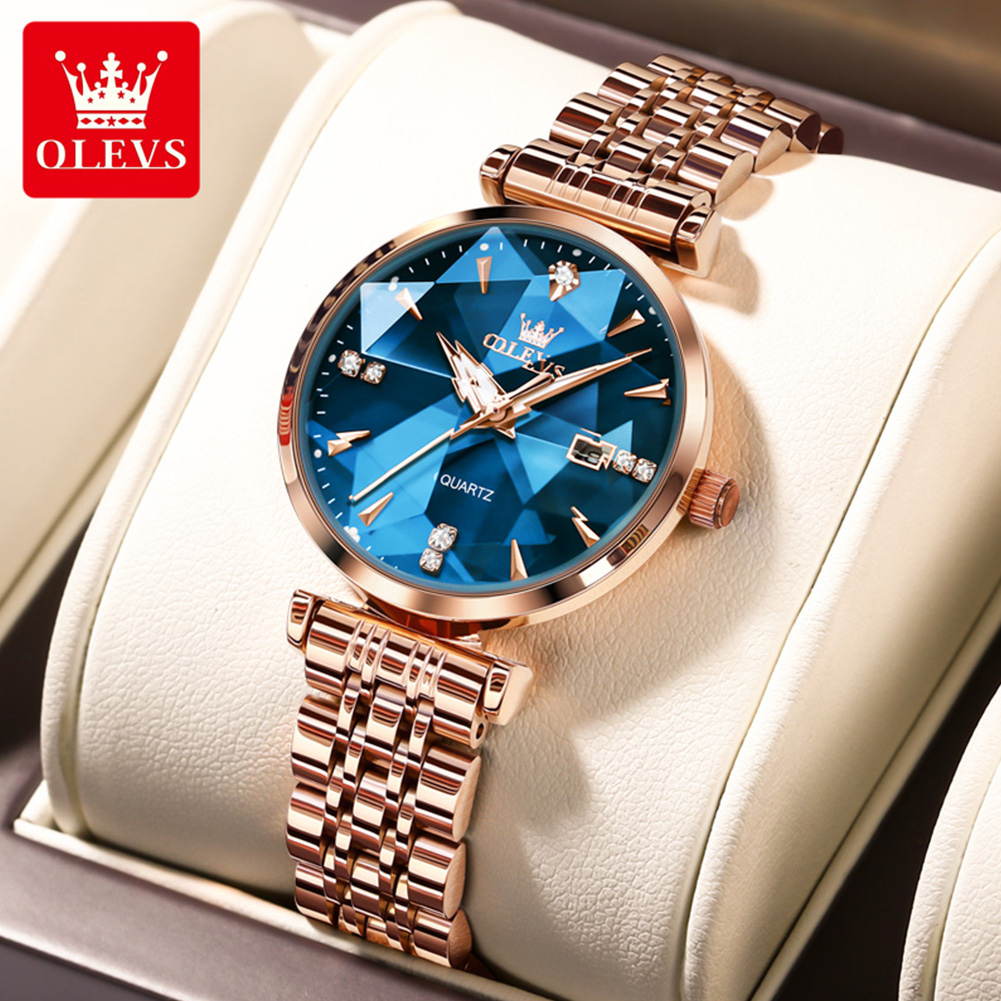OLEVS 5536 Relógio feminino original à prova d'água luminoso em aço inoxidável - Watches