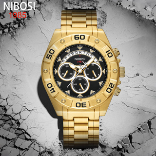 Relógio Homem De Quartzo NIBOSI Top Brand À Prova D'água Calendário Luminoso De Aço Inoxidável em Oferta na Shopee