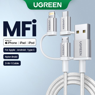 Cabo USB UGREEN 3 Em 1 De Carga Rápida Micro Tipo C Para iPhone14 13 Galaxy S23 Tablet