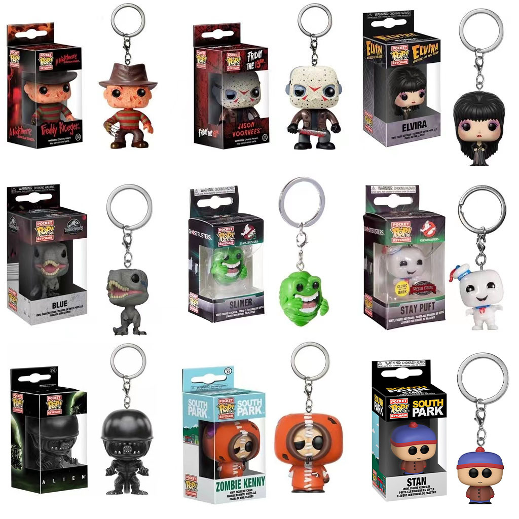 Pop Jason Keychain Figura Filme 13a Sexta-Feira Filmes : Freddy Alien Elvira Stay Puft Slimer Zombie Kenny Blue Action