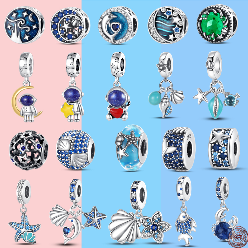 Marca Nova Pingente De Prata De Alta Qualidade 925 Sterling Space Galaxy Ocean Series Adequado Para Pulseira Pan Charm Beaded DIY Ladies Jewelry Gifts Hot Sale