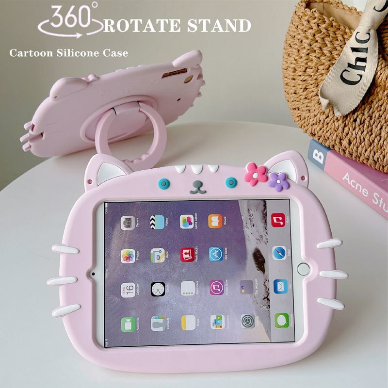 Samsung Galaxy Tab A8 10.5 " (2021/2022) sm-X200 X205 x207 Case Cartoon Cute Cat 360-Degree Rotate Stand Tablet De Segurança Para Crianças Tampa Traseira Em Silicone Macia À Prova De Choque
