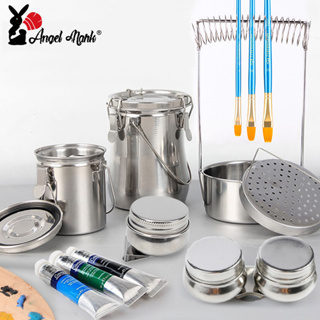 Paleta De Pintura De Arte Caneta-Balde De Lavagem De Aço Inoxidável Selado Dispositivo Portátil Suporte De Secagem Esboç em Oferta na Shopee