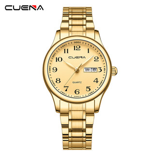 CUENA Relógios Mulher Original Marca De Moda Digital Criativa Pequeno Discador De Aço Inoxidável Ouro Luxo Negócios Casual Esportivo Quartzo Analógico À Prova D