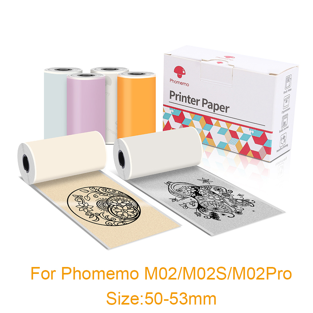 Papel Térmico Phomemo Adesivo Autocolante Para Impressora M02/M02S/M02Pro Mini Etiquetas De Portáteis