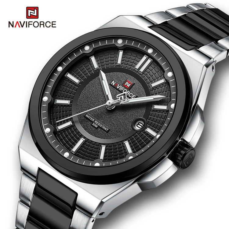 NAVIFORCE 9212 Watch Fashion Business Black Casual Data Militar Movimento Seiko Men Watch em Oferta na Shopee