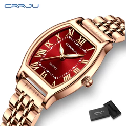 CRRJU Relógios Mulher Original Em Aço Inoxidável À Prova D'água Marca De Luxo Vintage Moda Pequeno Discagem Negócios Esportivos Quartzo Analógico D'água 5013