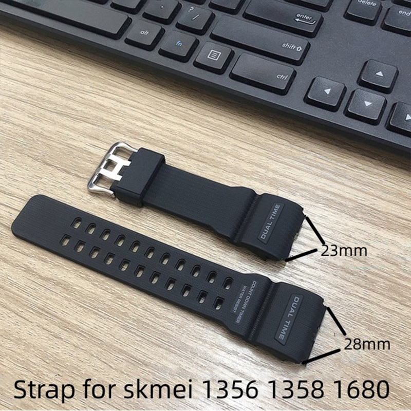 Cinta Esportiva Exterior Para Skmei 1356 1358 1680 Fashion Soft PU Band Compatível Com 23mm 28mm De Largura Cor Verde Preto