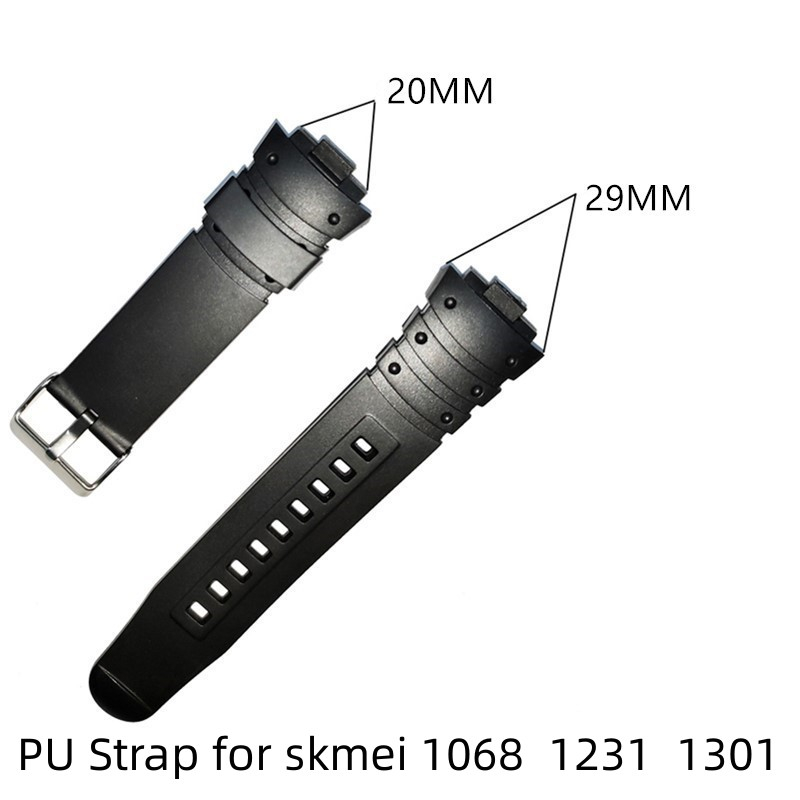 Bracelete De PU Macio Para Skmei 1068 1231 1301 Relógio Esportivo Exterior Compatível Com 20 mm 29mm De Largura Cor Verde Preto