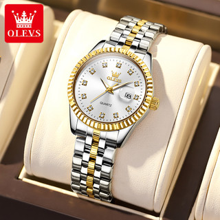 OLEVS 5526 Relógio feminino original de aço inoxidável luminoso à prova d