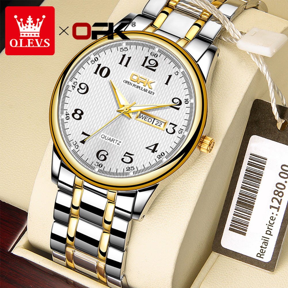 OLEVS Relógio Masculino A Prova D Água Original Aço Inoxidável Luminoso Calendário 8110 - Watches