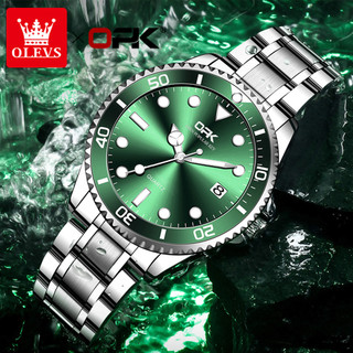 OLEVS 8118 Relógio Masculino A Prova D Água Original Aço Inoxidável Luxo Quartzo Verde Azul Preto em Oferta na Shopee