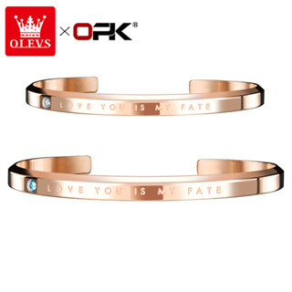 OLEVS Pulseira Masculina E Feminina De Aço Inoxidável Zircon Fashion Rose Gold Black Silver GH856