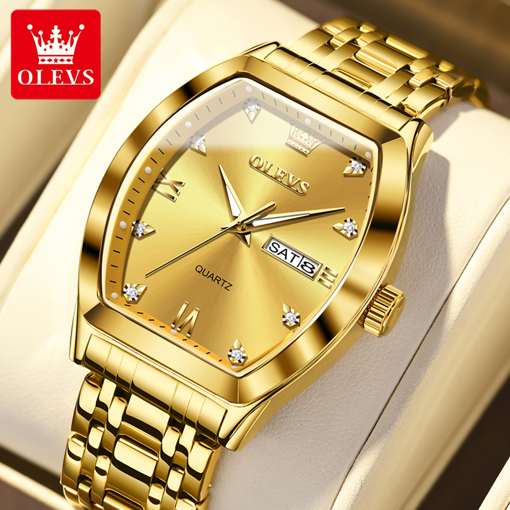 OLEVS Relógio Masculino De Ouro À Prova D'água original De Aço Inoxidável De Luxo 5528 - Watches