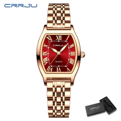 CRRJU Relógios Originais Femininos Em Aço Inoxidável À Prova D'água Marca De Luxo Vintage Fashion Small Dial Business Sports Waterproof 5013