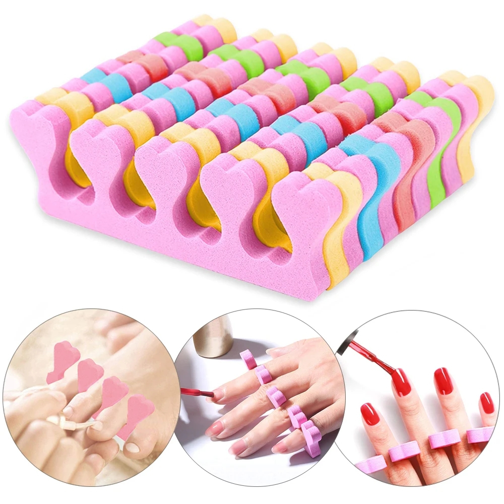 10pcs Espuma Macia Esponja Separador De Dedo Do Pé Gel De Polimento Arte Pedicure Ferramentas De Dedos Divisores Forma Coração Cores Cor-De-Rosa