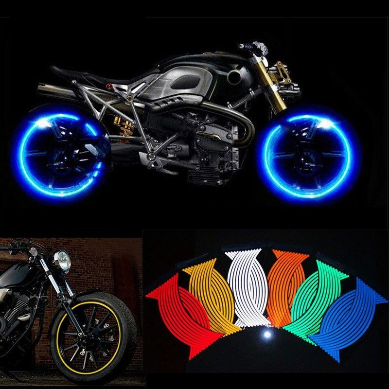 16Pcs Tiras De Motocicleta Decalque De Fita Adesiva Refletiva