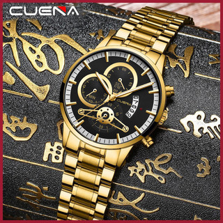 CUENA Relógios Masculinos Marca Original Aço Inoxidável Design Criativo Discagem Moda Luxo Casual Único Negócios Esportivos Quartzo À Prova D