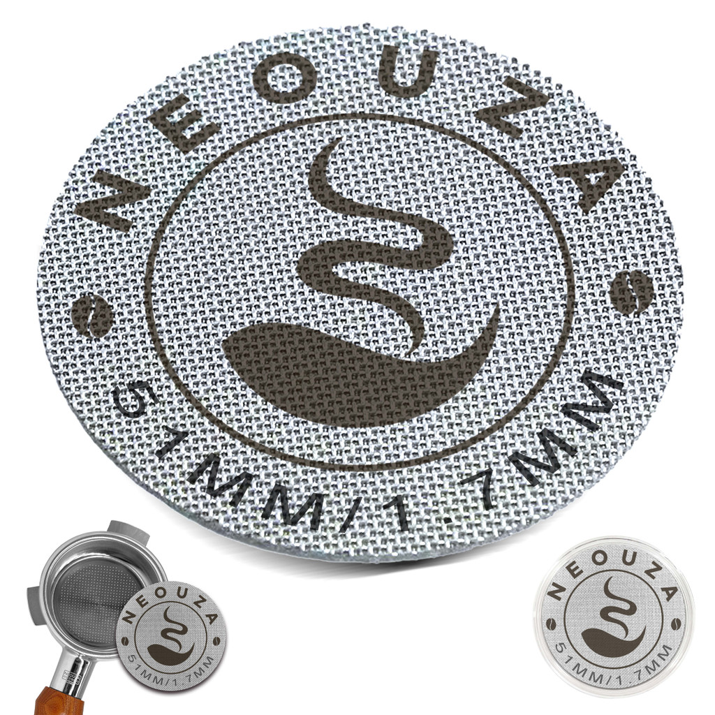 Imagem NEOUZA Tela Do Disco De Café Expresso 49mm 51mm 53,5mm 58,5mm Reutilizável 1,7mm Espessura 150μm Aço Inoxidável Filtro Profissional Barista Placa De Malha Para Porta-Espresso Bask