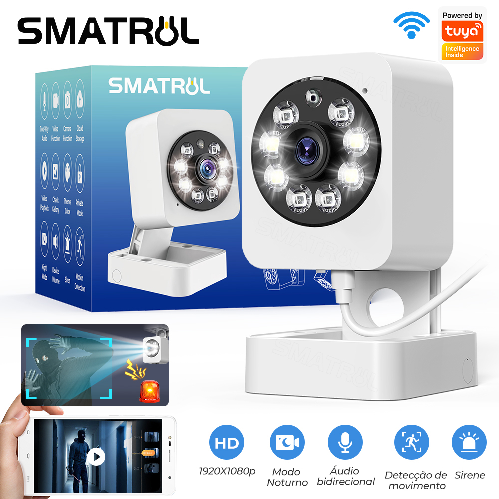 SMATRUL 1080p Câmera Tuya Smart Indoor Home Segurança PIR De Detecção De Movimento Humano ...