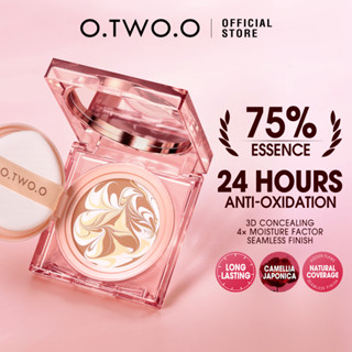 O.TWO.O FLOWER CORE CUSHION Cobertura Total 24H Creme De Base Compacta Fosca De Longa Duração Natural Sem Falhas Controle De Óleo Do Corretivo Facial Fácil De Usar Maquiagem De Combinação14g