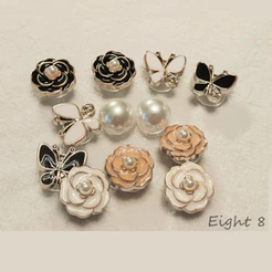 12 Pçs/set Camélia Borboleta Série Acessórios De Sapato Criativo Bonito DIY Flores Padrão De Pérola Sapatos Fivela/Botão